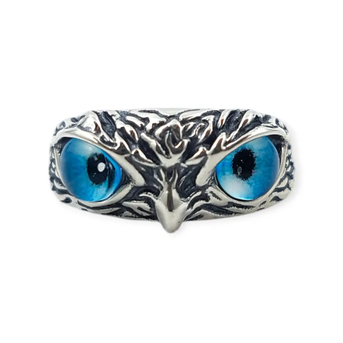 925 Sterling Silver Fancy Owl Eye Ring